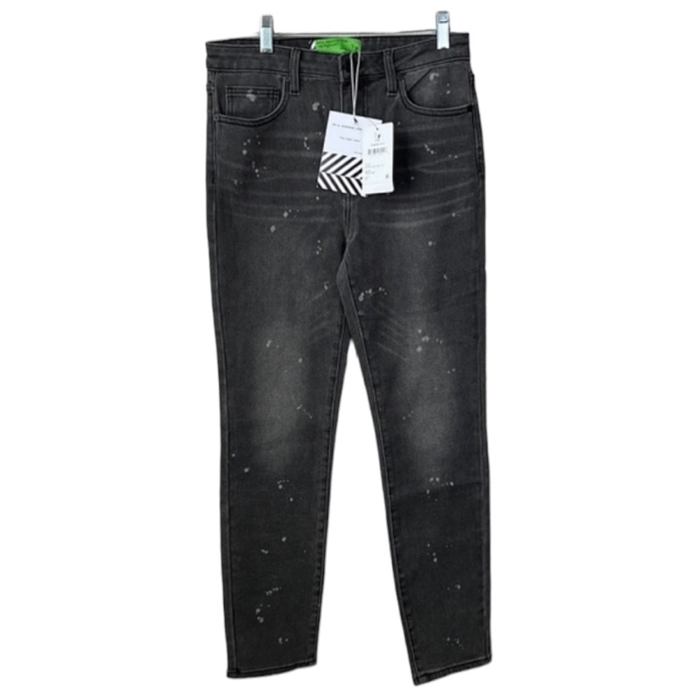 Free People x Sandrine Rose Black Gray Polka Dot Skinny Jeans Size 28 - Picture 5 of 14